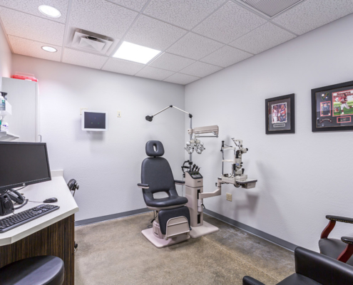 Eye exam room at M&M Eye Institute