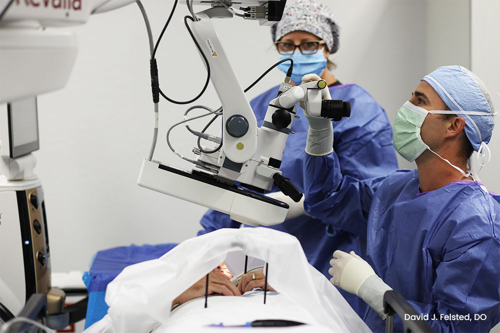 David J. Felsted, DO operating on cataract patient.