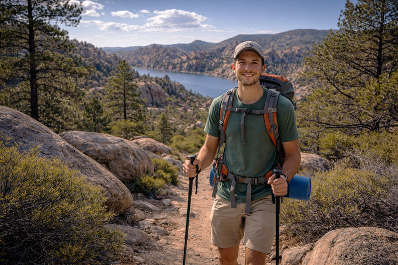 Man in Prescott, AZ hiking after having LASIK eye surgery.